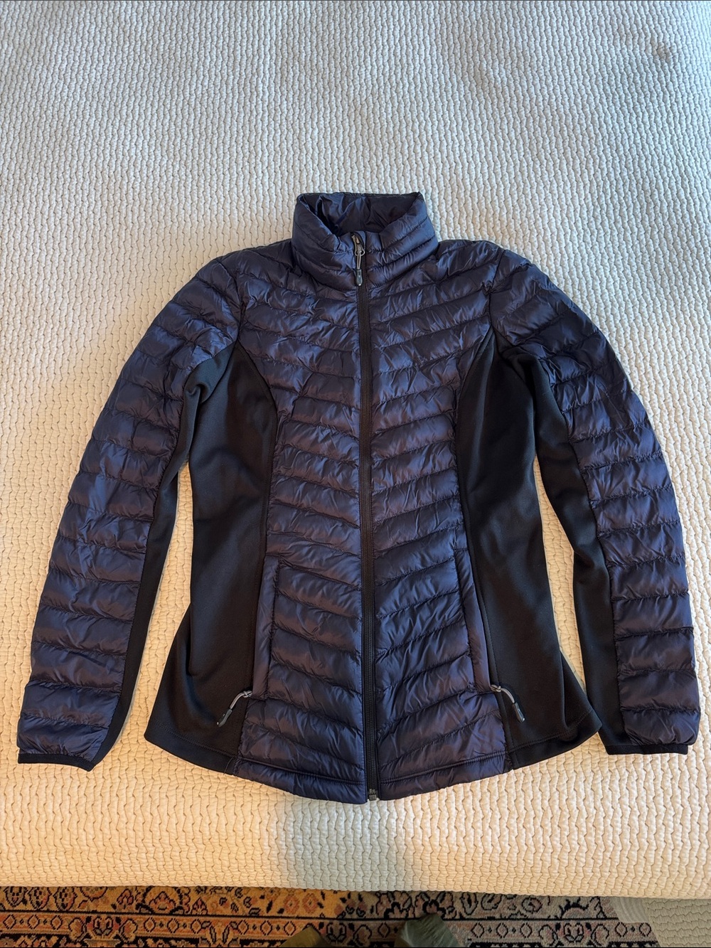 32 Degrees Dark Navy Quilted Puffer Jacket with Black Stretch Panels